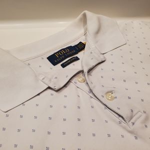 Polo Ralph Lauren Custom Slim Fit Light Blue/ White Polo Shirt Patterned Small